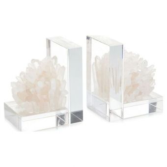 Set of Two Quartz Crystal Bookends