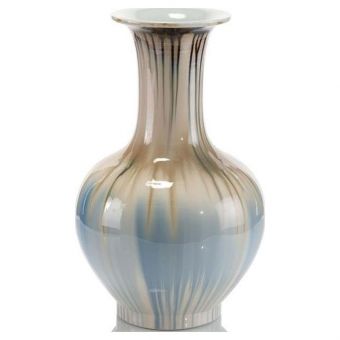 Hues of Earth and Blues Tall-Neck Vase