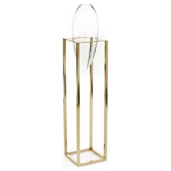 Glass Container in Brass Floor Stand