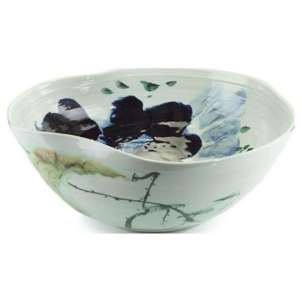 Curled-Rim Porcelain Bowl - 10"H