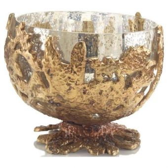 Brass Casting Encases Mercury Glass Bowl