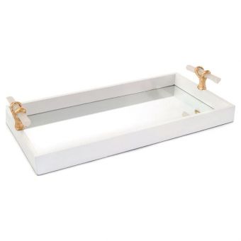 White Tray with Selenite Handles