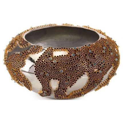 Brass and Stone-Encased Bowl